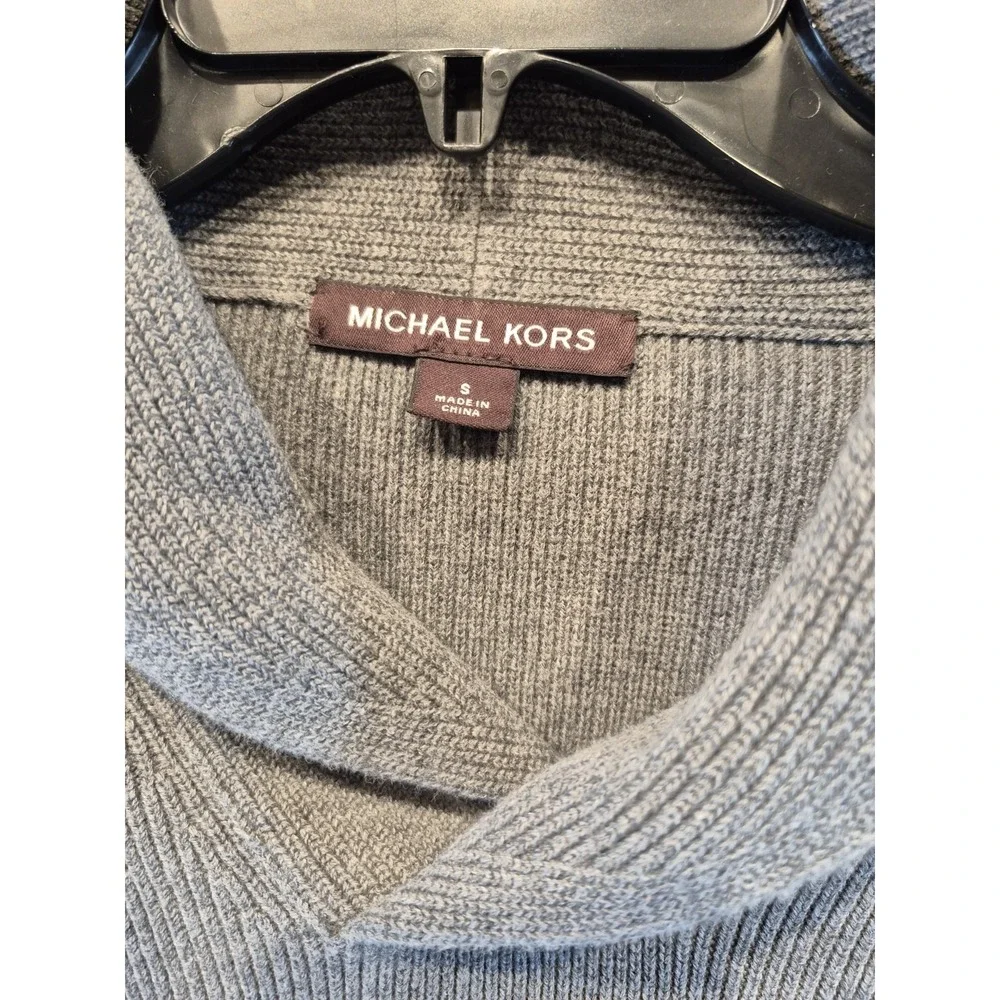 Michael Kors Men's Ash Melange Shawl Collar Sweater Gray Small S Euc Classic Fit